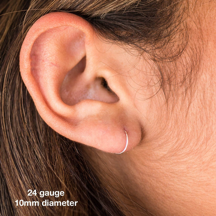 Thin Solid Platinum Hoops - SunlightSilver