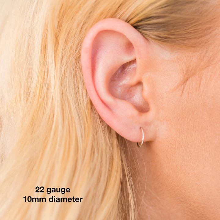 Thin Solid Platinum Hoops - SunlightSilver