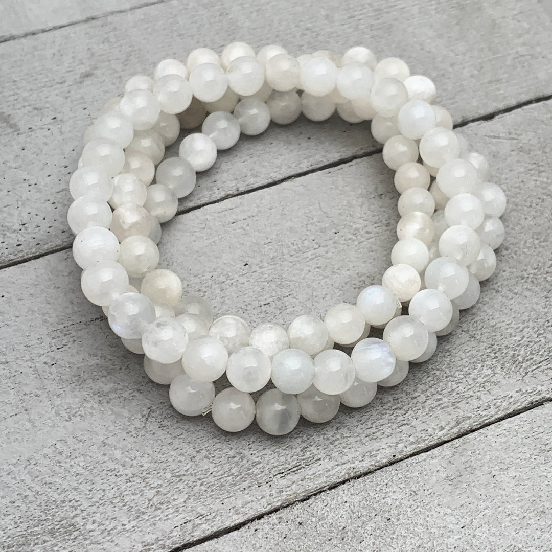 White Moonstone Crystal Stretch Bracelet - SunlightSilver