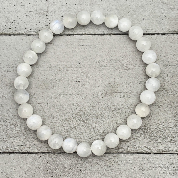 White Moonstone Crystal Stretch Bracelet - SunlightSilver