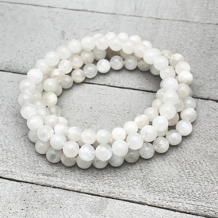 White Moonstone Crystal Stretch Bracelet - SunlightSilver
