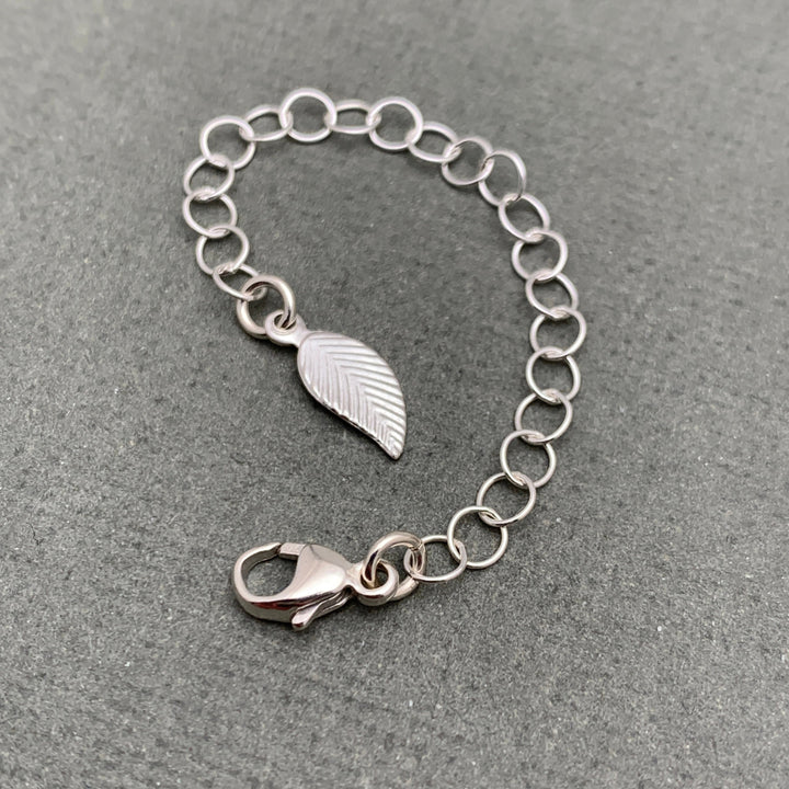 Sterling Silver Jewelry Extender with Leaf Charm - SunlightSilver