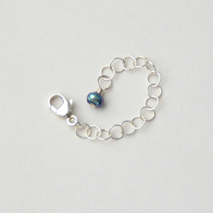 Jewelry Extender in Solid 925 Sterling Silver with Peacock Pearl Charm - SunlightSilver