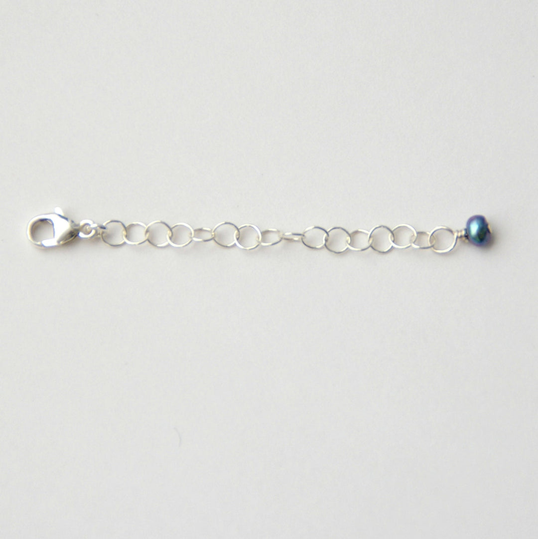 Jewelry Extender in Solid 925 Sterling Silver with Peacock Pearl Charm - SunlightSilver