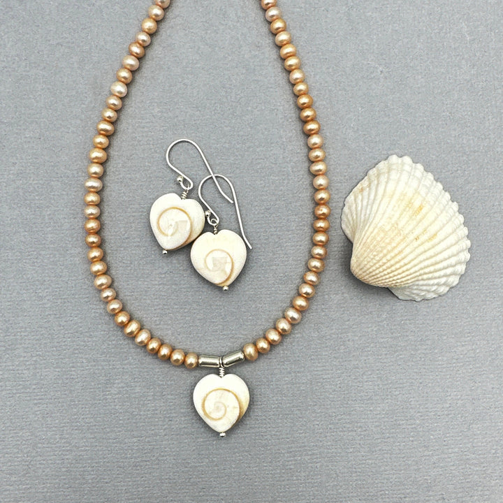 Shiva Eye Shell Heart and Sterling Silver Earrings - SunlightSilver