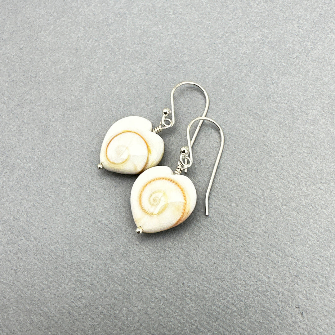 Shiva Eye Shell Heart and Sterling Silver Earrings - SunlightSilver