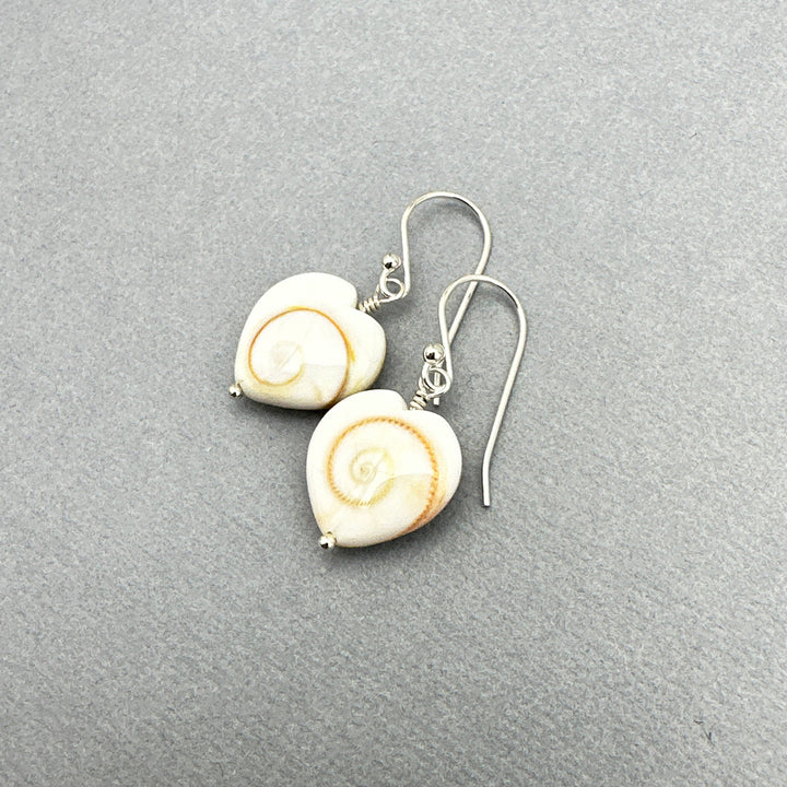 Shiva Eye Shell Heart and Sterling Silver Earrings - SunlightSilver
