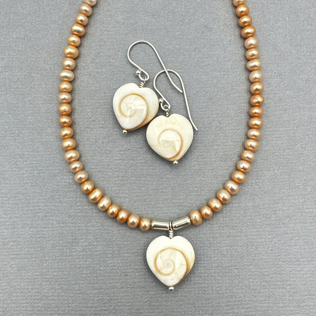 Shiva Eye Shell Heart and Sterling Silver Earrings - SunlightSilver