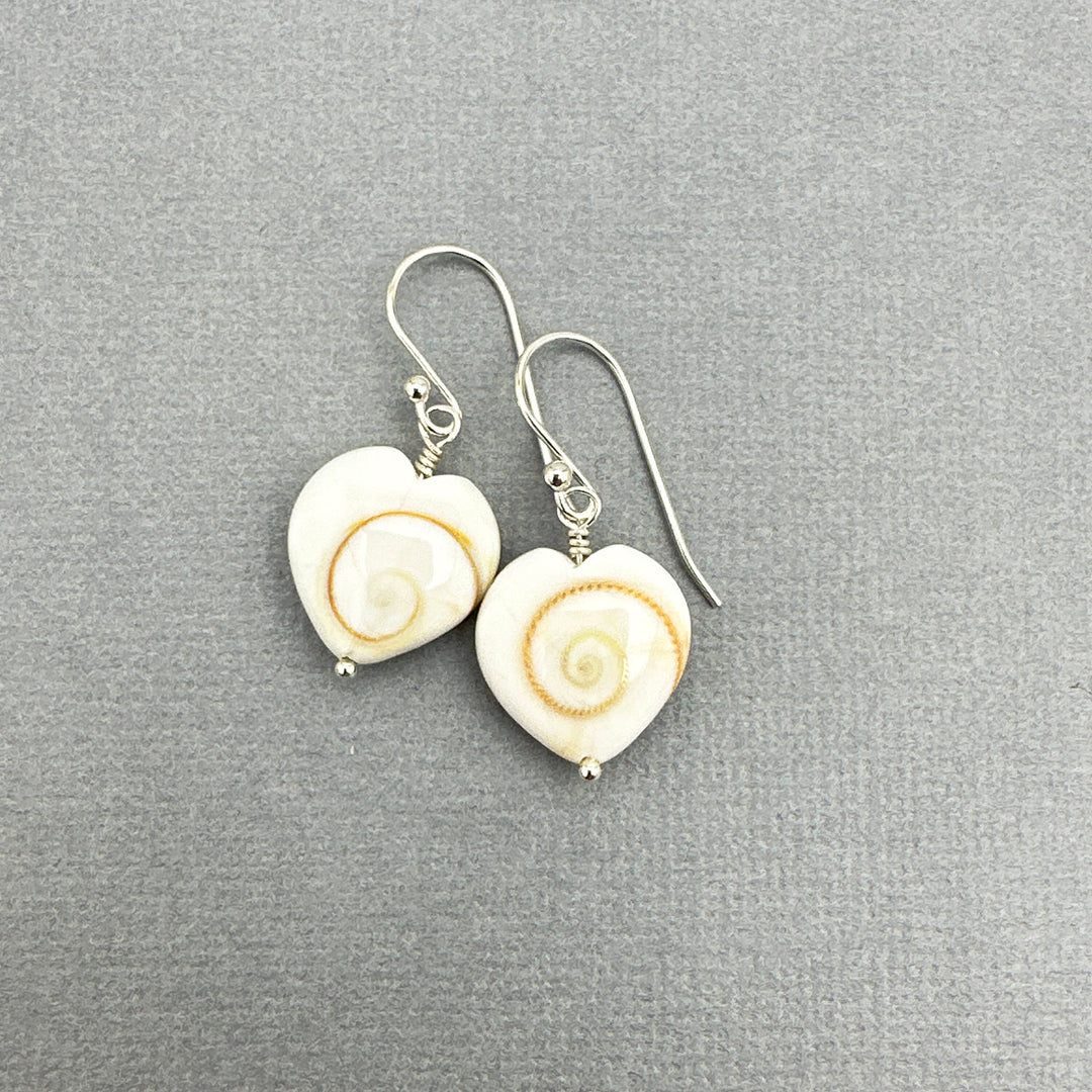 Shiva Eye Shell Heart and Sterling Silver Earrings - SunlightSilver