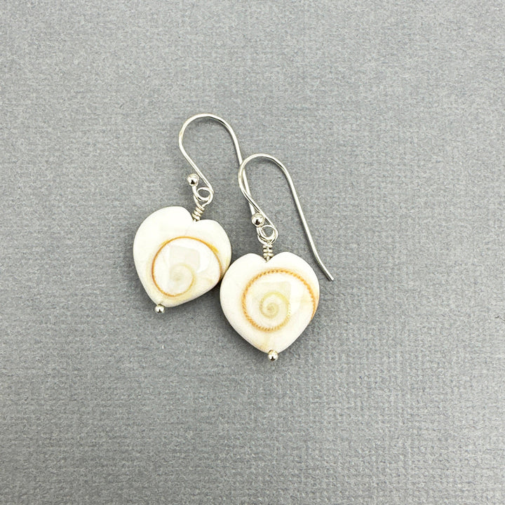 Shiva Eye Shell Heart and Sterling Silver Earrings - SunlightSilver