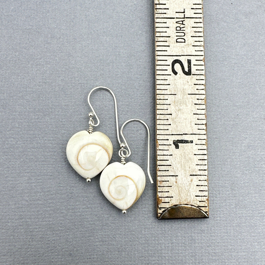 Shiva Eye Shell Heart and Sterling Silver Earrings - SunlightSilver