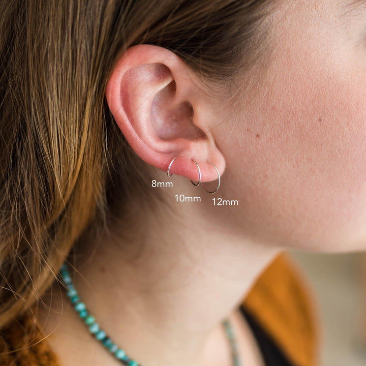 Thin Solid Platinum Hoops - SunlightSilver