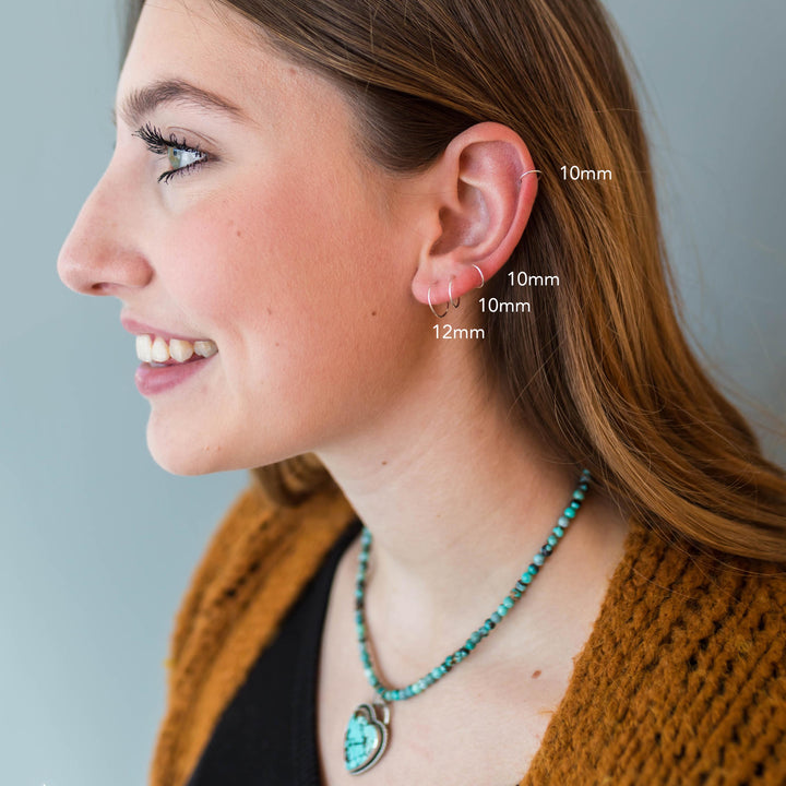 Thin Solid Platinum Hoops - SunlightSilver