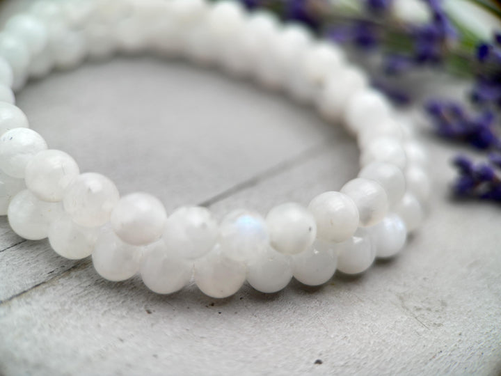 White Moonstone Crystal Stretch Bracelet - SunlightSilver