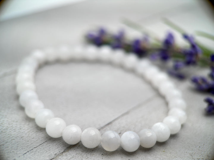 White Moonstone Crystal Stretch Bracelet - SunlightSilver