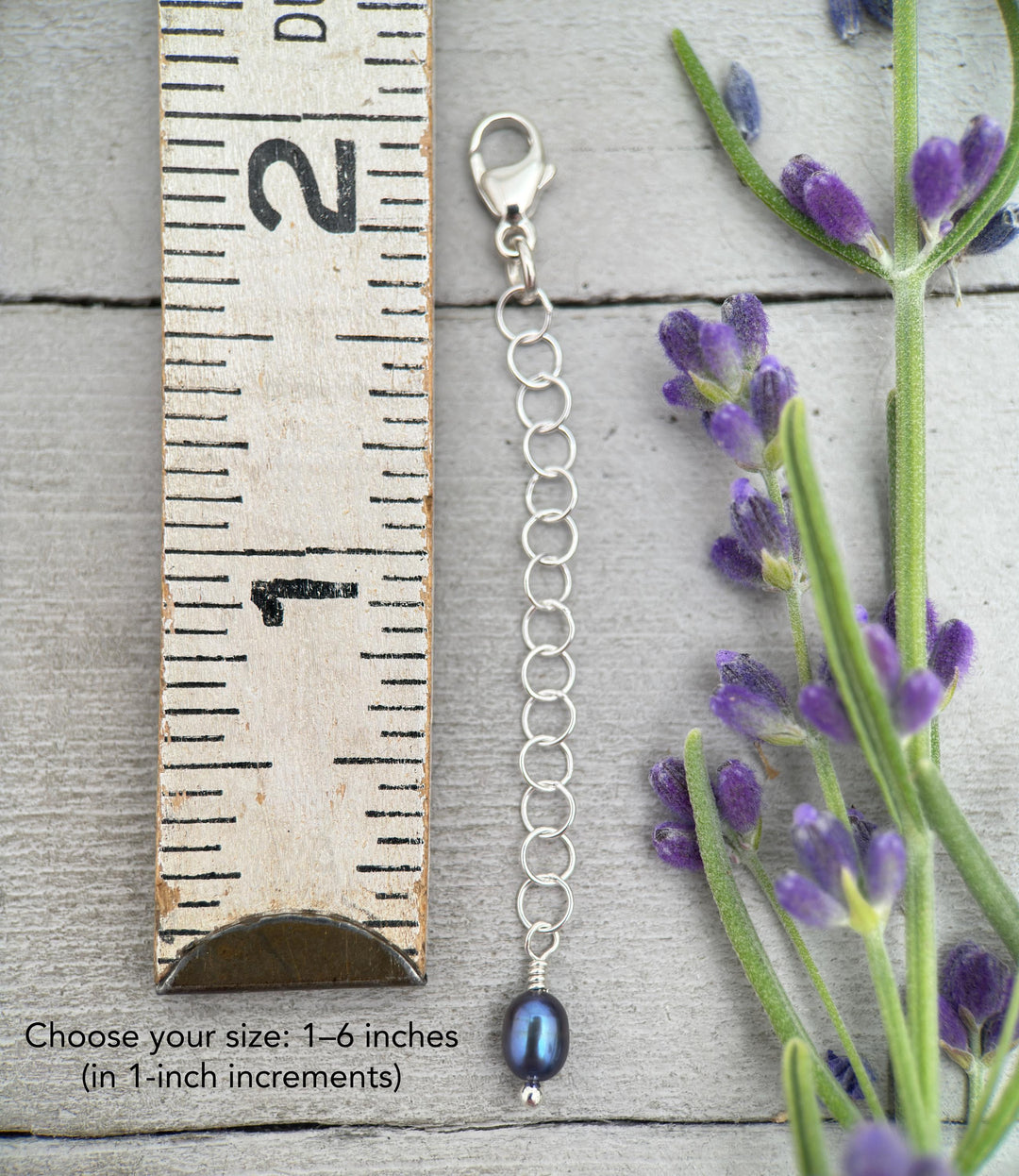 Jewelry Extender in Solid 925 Sterling Silver with Peacock Pearl Charm - SunlightSilver