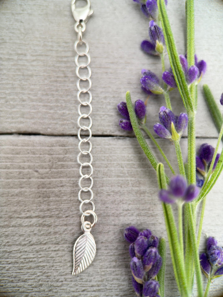 Sterling Silver Jewelry Extender with Leaf Charm - SunlightSilver