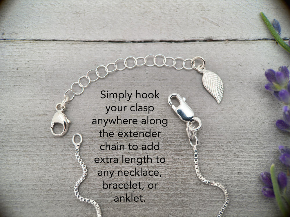 Sterling Silver Jewelry Extender with Leaf Charm - SunlightSilver