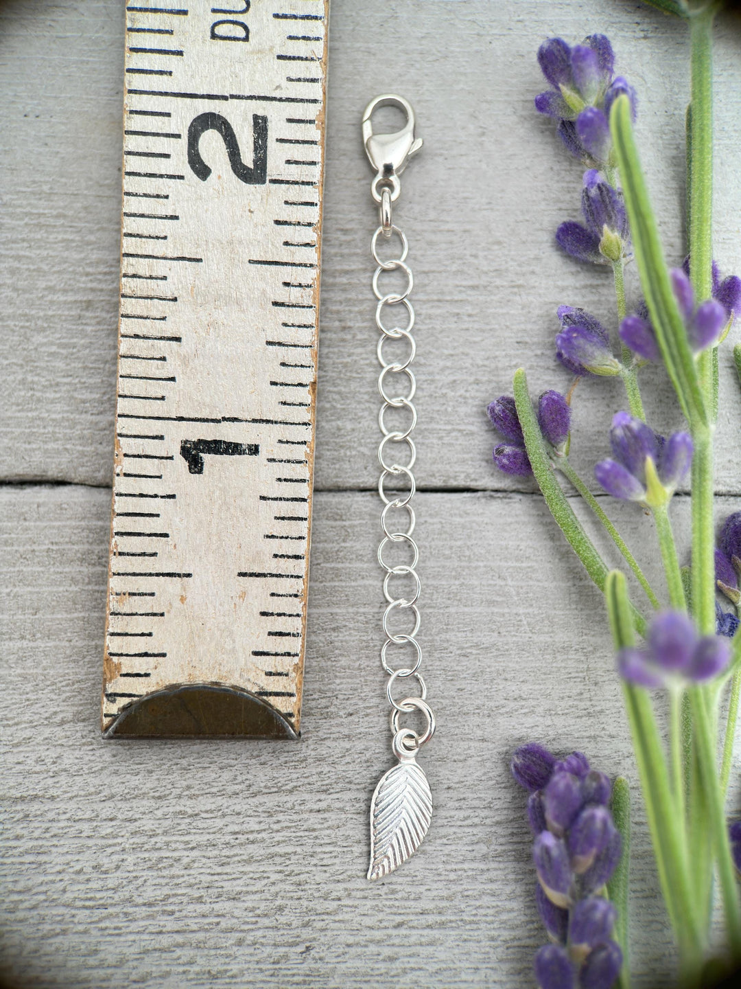 Sterling Silver Jewelry Extender with Leaf Charm - SunlightSilver