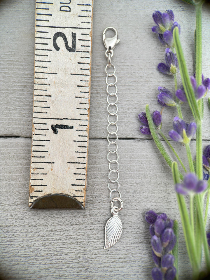 Sterling Silver Jewelry Extender with Leaf Charm - SunlightSilver