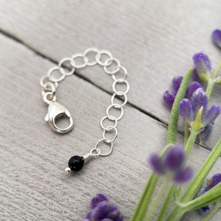 Sterling Silver and Black Onyx Necklace / Bracelet Extender - SunlightSilver