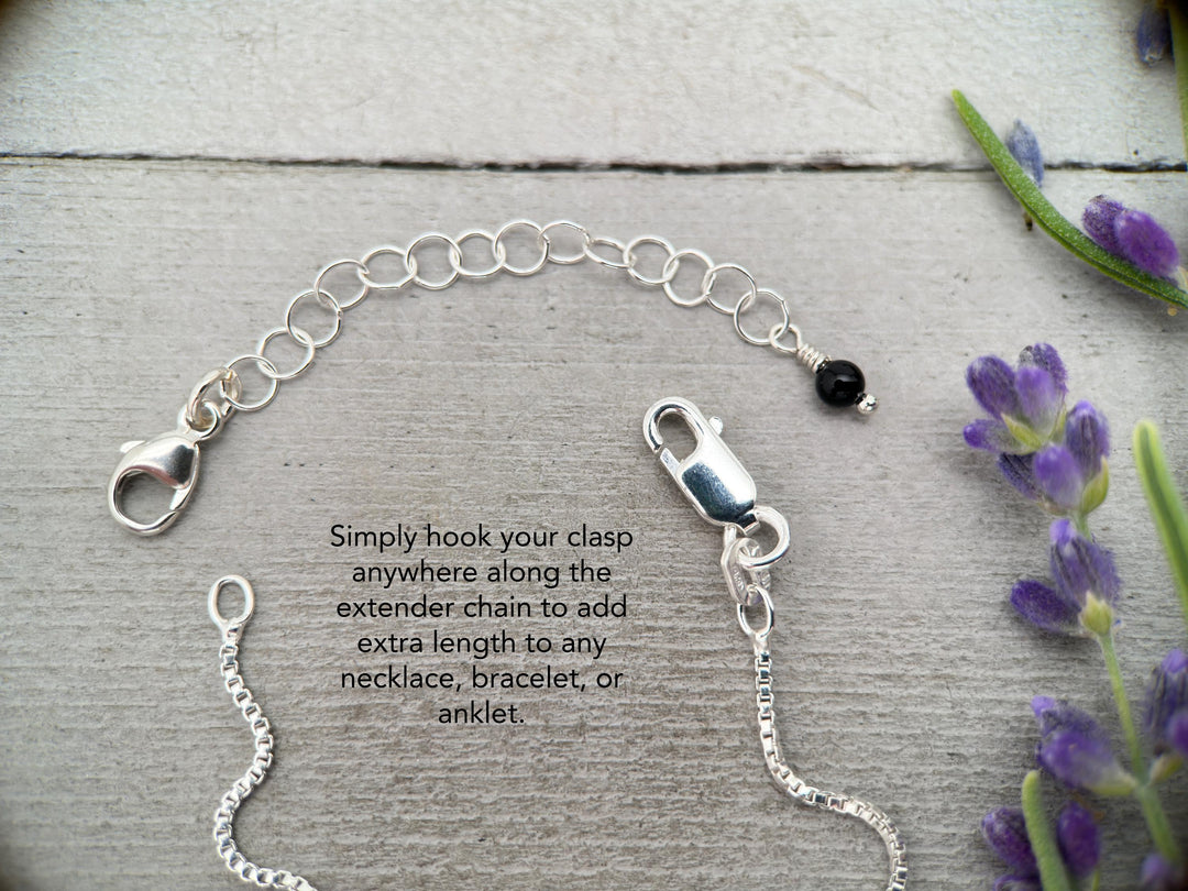 Sterling Silver and Black Onyx Necklace / Bracelet Extender - SunlightSilver