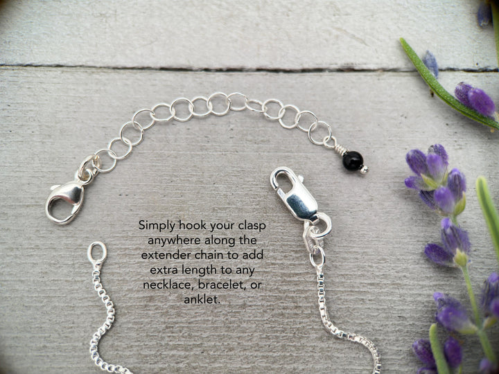 Sterling Silver and Black Onyx Necklace / Bracelet Extender - SunlightSilver