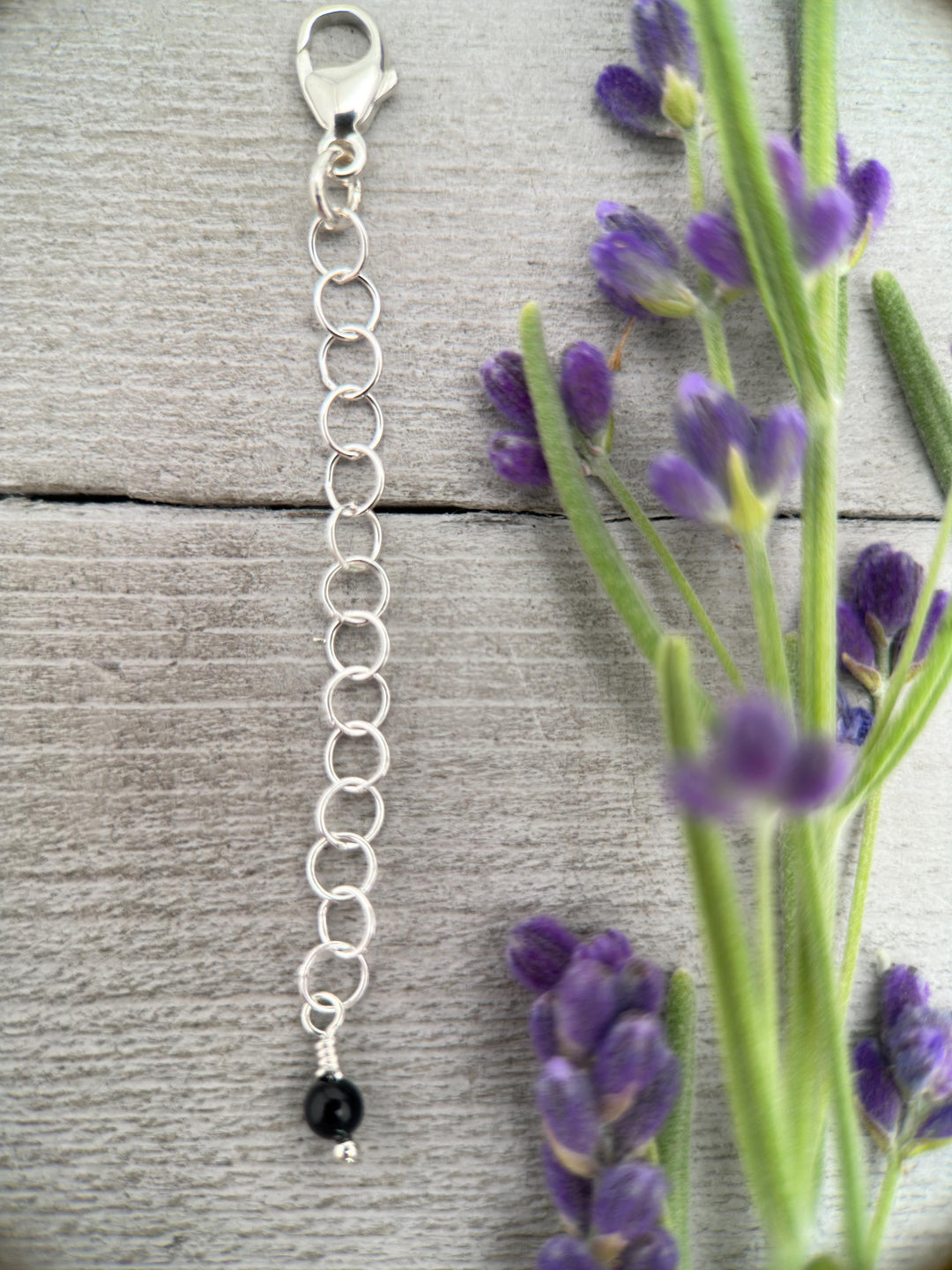 Sterling Silver and Black Onyx Necklace / Bracelet Extender - SunlightSilver