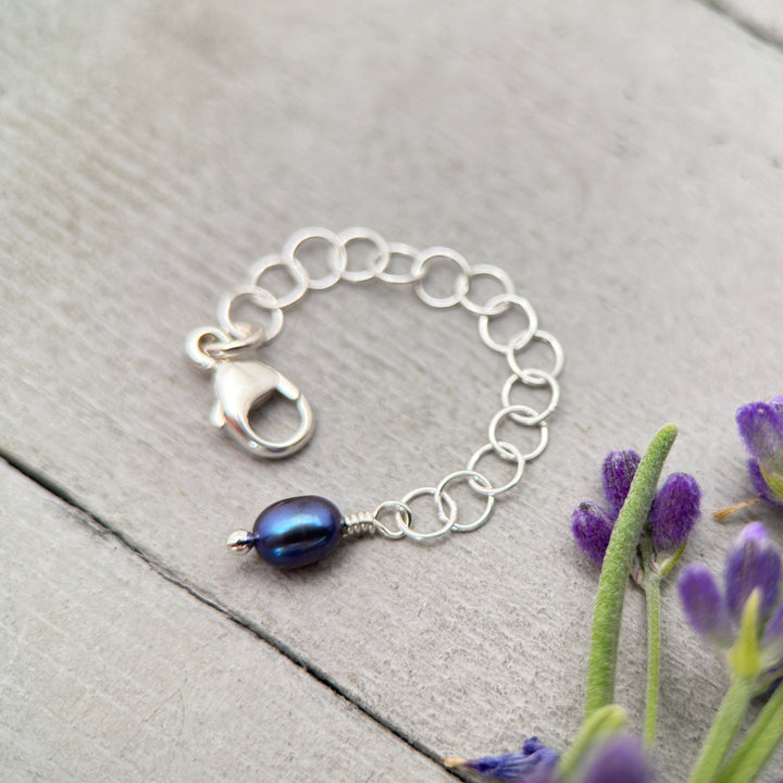 Jewelry Extender in Solid 925 Sterling Silver with Peacock Pearl Charm - SunlightSilver