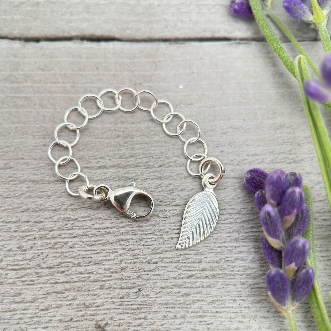 Sterling Silver Jewelry Extender with Leaf Charm - SunlightSilver