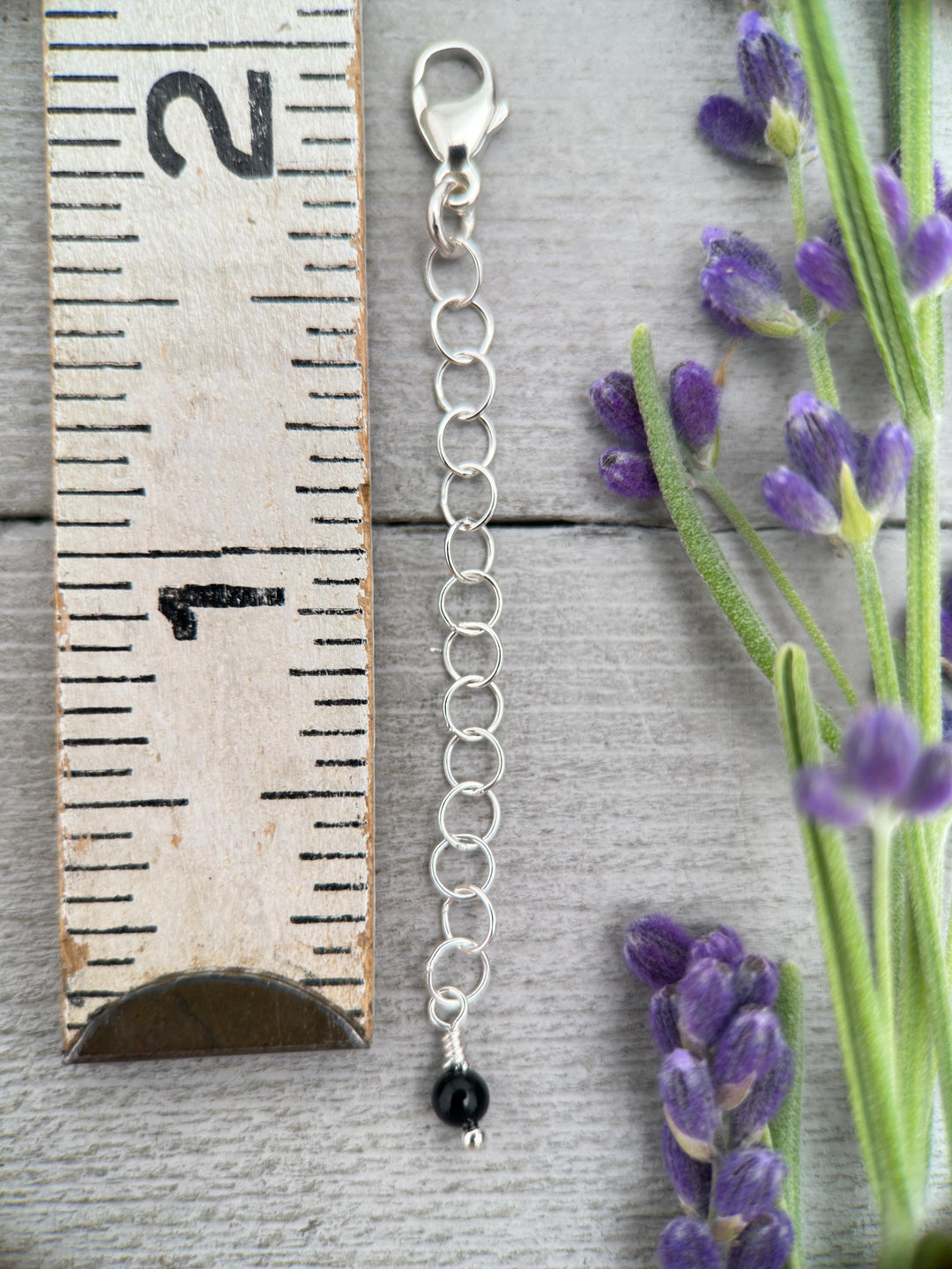 Sterling Silver and Black Onyx Necklace / Bracelet Extender - SunlightSilver