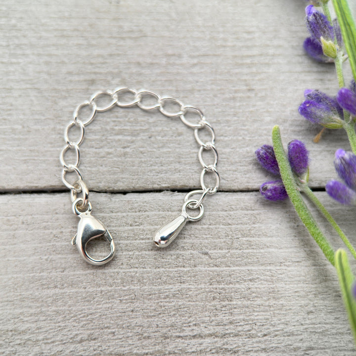 Sterling Silver Jewelry Extender with Silver Drop Charm - SunlightSilver