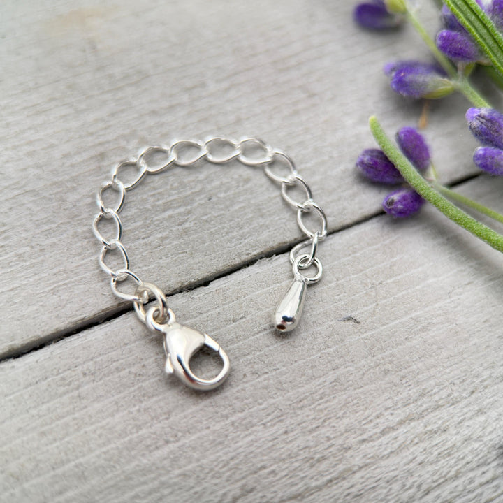 Sterling Silver Jewelry Extender with Silver Drop Charm - SunlightSilver