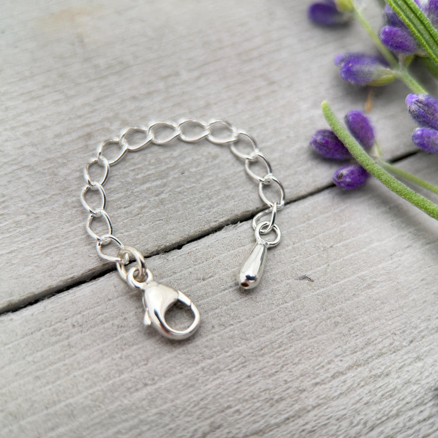 Sterling Silver Jewelry Extender with Silver Drop Charm - SunlightSilver