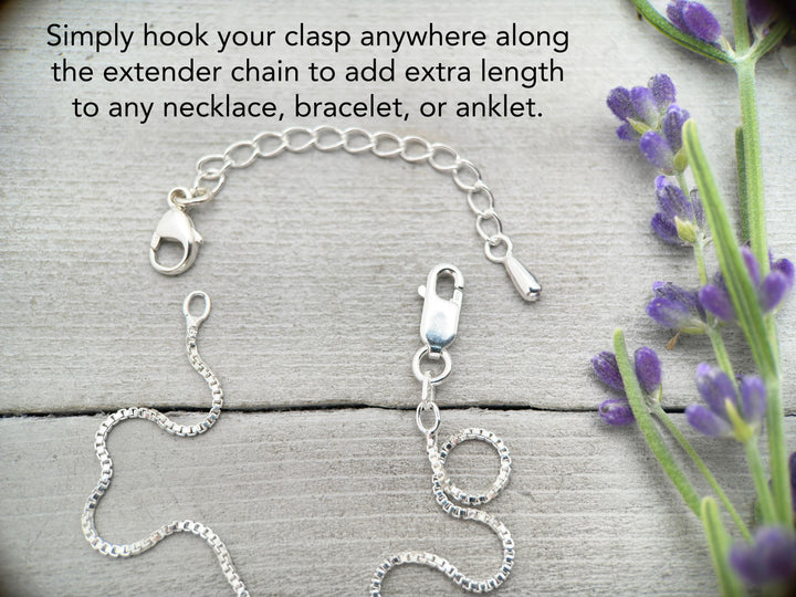 Sterling Silver Jewelry Extender with Silver Drop Charm - SunlightSilver