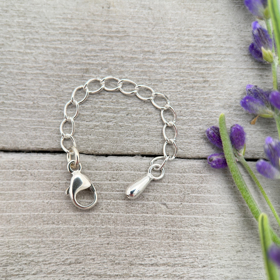 Sterling Silver Jewelry Extender with Silver Drop Charm - SunlightSilver