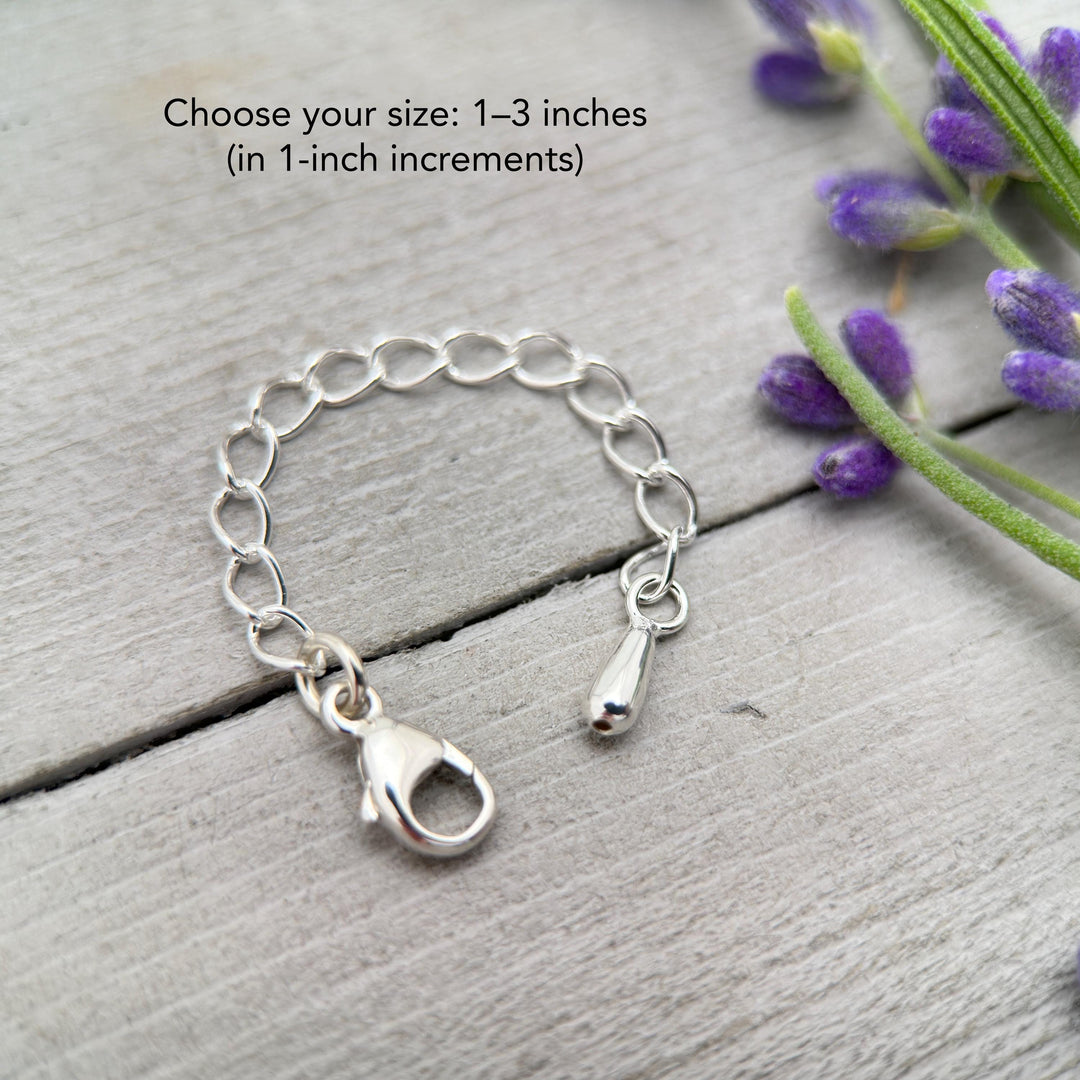 Sterling Silver Jewelry Extender with Silver Drop Charm - SunlightSilver