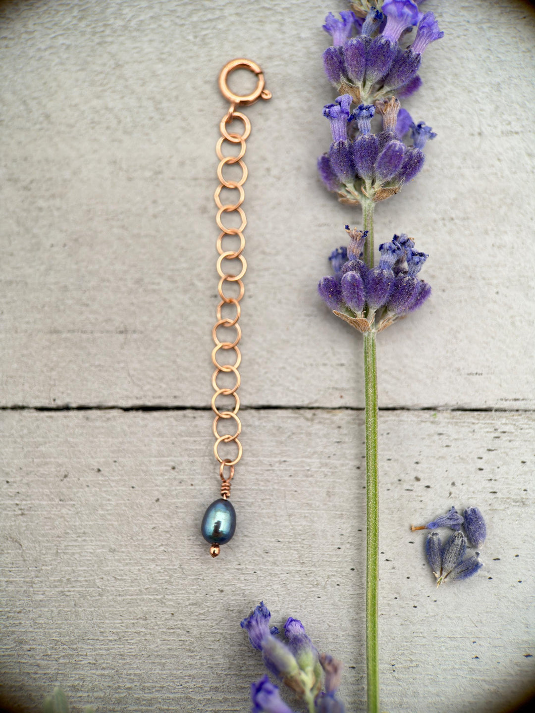 Custom Jewelry Extender in 14k Rose Gold Fill with Freshwater Peacock Pearl Charm - SunlightSilver