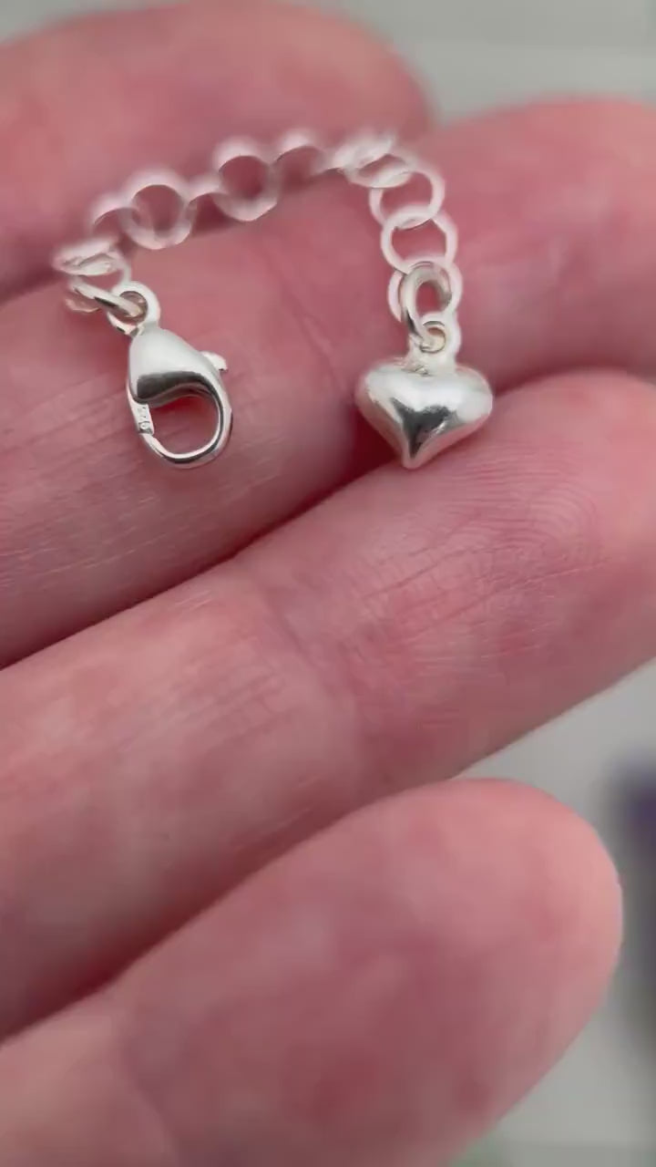 Sterling Silver Necklace Extender with Heart Charm - Choose Your Size - Interchangeable - Perfect for Layered Necklaces, Bracelets & Anklets