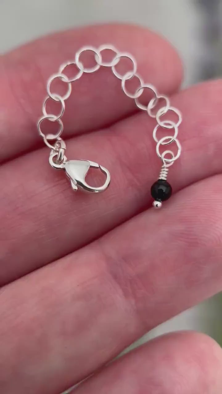 Sterling Silver Black Onyx Necklace, Bracelet, & Anklet Extender