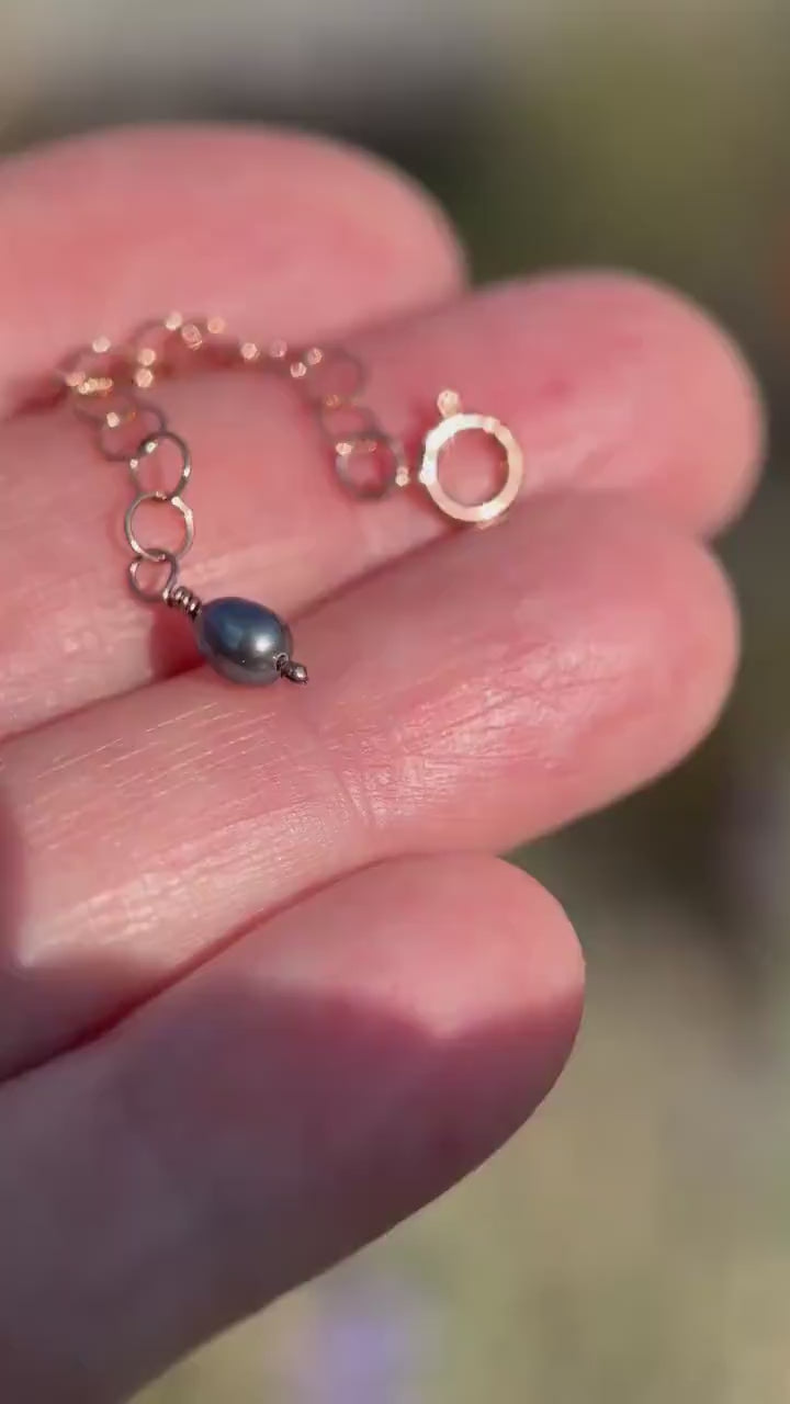 14k Rose Gold Filled Jewelry Extender with Peacock Pearl | Necklace & Bracelet Length Extension | Layered Necklace De-tangler