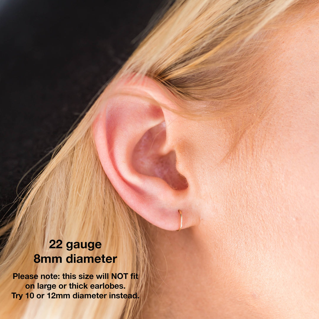 Thin Solid 14k White Gold Palladium Hoops. Nickel Free White Gold!