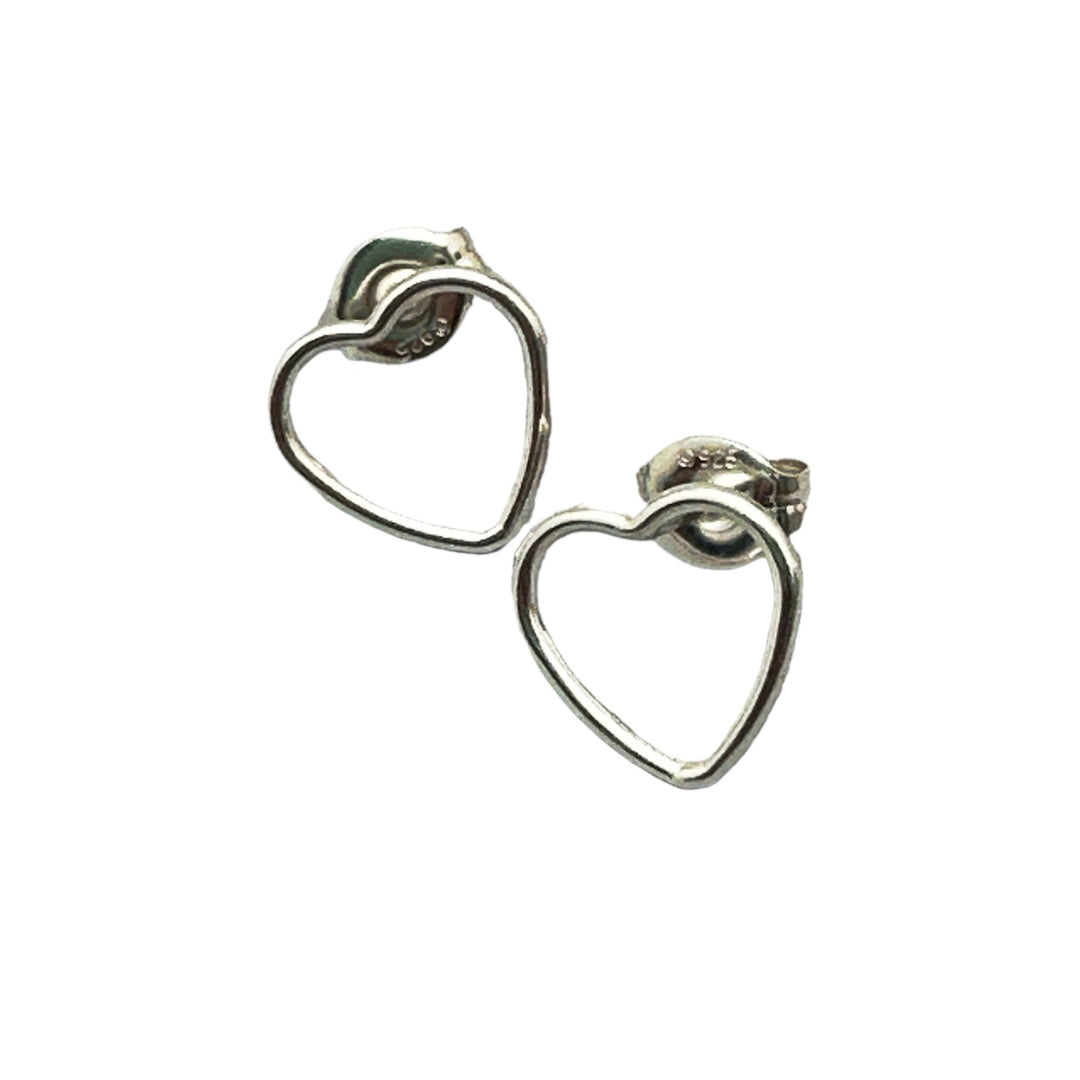 Heart Stud Earrings in Solid 925 Sterling Silver. Love Symbol Post Earrings