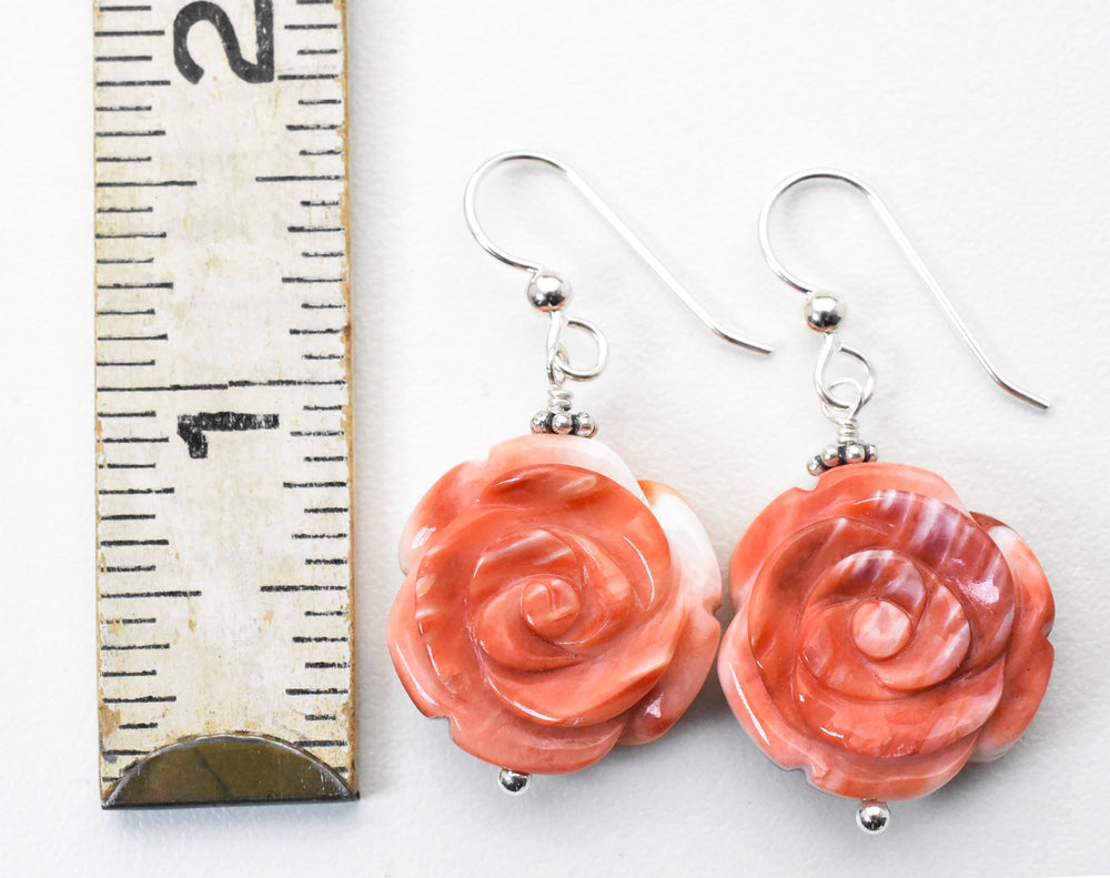 Red or Orange Spiny Oyster Shell Earrings - SunlightSilver