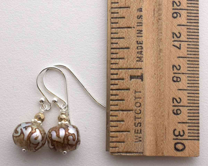 Etched Pearl Earrings with Buddhist Om Mantra - SunlightSilver