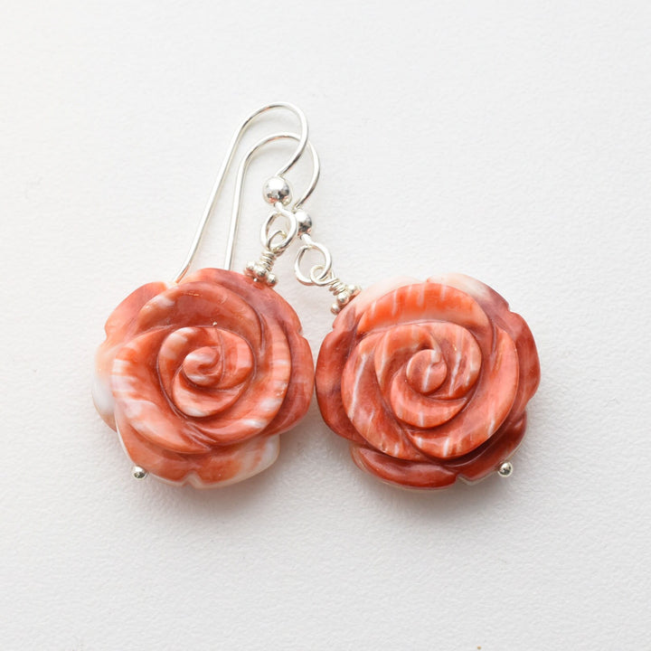 Red or Orange Spiny Oyster Shell Earrings - SunlightSilver