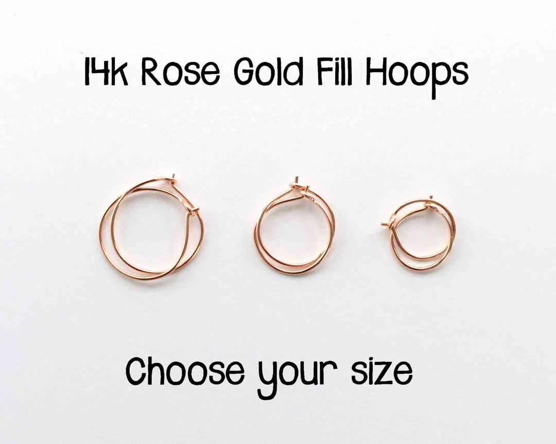 Little Rose Gold Hoops | 14K Rose Huggie Tiny Sleeper Earrings | 24/7 Hypoallergenic - SunlightSilver