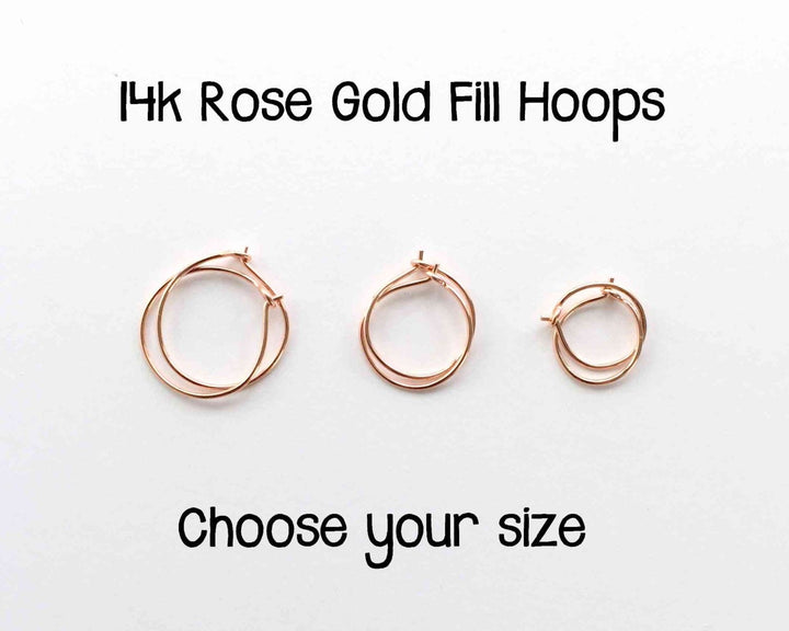 Little Rose Gold Hoops | 14K Rose Huggie Tiny Sleeper Earrings | 24/7 Hypoallergenic - SunlightSilver