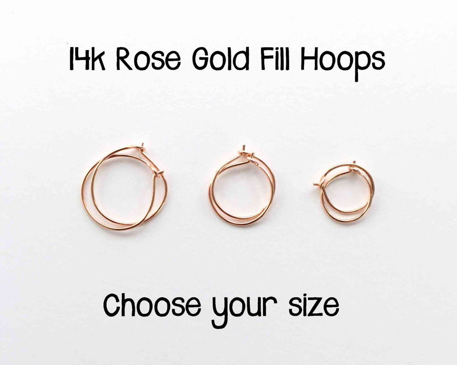 Little Rose Gold Hoops | 14K Rose Huggie Tiny Sleeper Earrings | 24/7 Hypoallergenic - SunlightSilver