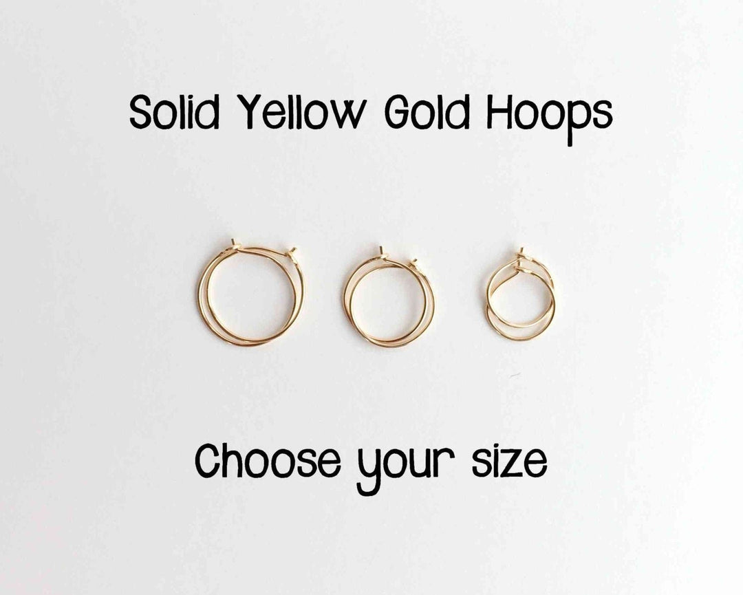 Solid Gold Hoop Earrings in 14k or 18k Solid Yellow Gold - SunlightSilver